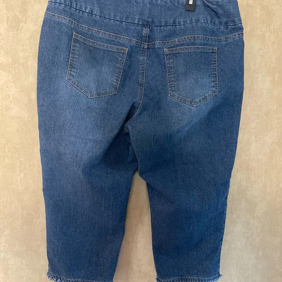 Soft Surroundings Crop Pull On Midnight Metro Crop Denim Pants Jeans Size:PL - Picture 10 of 14